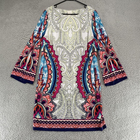 Chico's Dresses & Skirts - Chicos Shift Dress Womens 3 / XL Maximalist Paisley Boho Knee Length Cruise‎